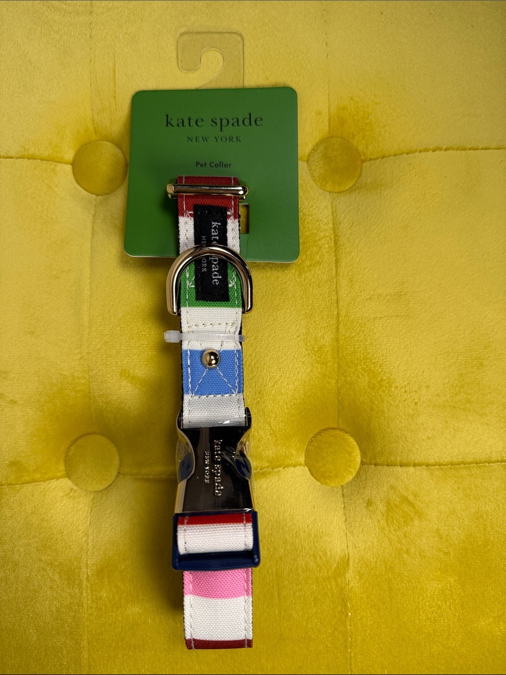 Kate Spade New York Adventure Stripe Dog Collar M/L 15"-24" NWT